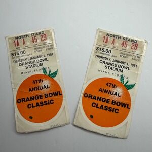 Vintage 1981 Orange Bowl Classic Ticket Stubs Oklahoma vs Florida State 47th Ann